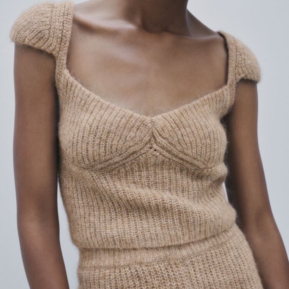 ZARA Brown Mohair Knit Sweater Top